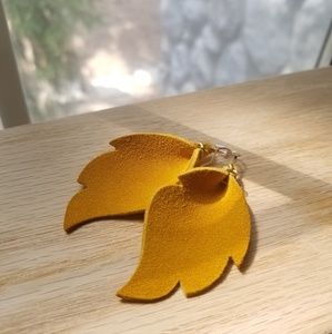 Suede Feather Shaped Earrings